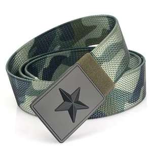 Tactical camouflage canvas belt 3.8cm wide with matte black star buckle for military pants