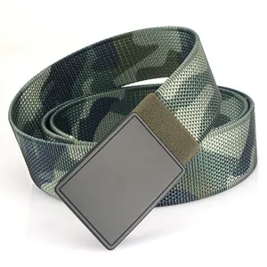 Tactical nylon canvas belt with camouflage pattern and matte black metal buckle for outdoors