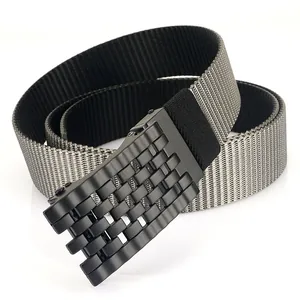 Tactical nylon belt with black textured alloy automatic buckle for outdoor casual wear
