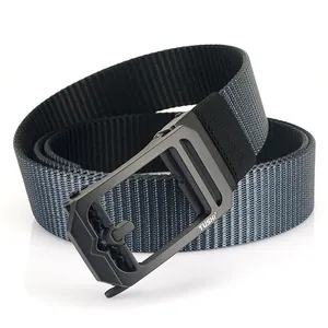 Mens nylon canvas tactical belt with rotatable automatic buckle and woven texture