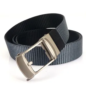 Men Casual Nylon Belt Zinc Alloy Automatic Buckle Double Sided Color Woven Tactical Waistband For Outdoor Sport Adjustable Belt