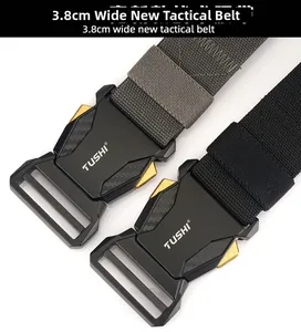 Dettaglio di cinture tattiche in nylon da 3,8 cm con fibbia a sgancio rapido grigie e nere