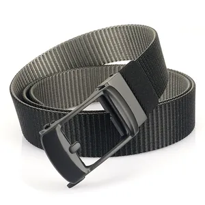 Men's nylon belt with automatic buckle featuring dual-sided color and casual style
