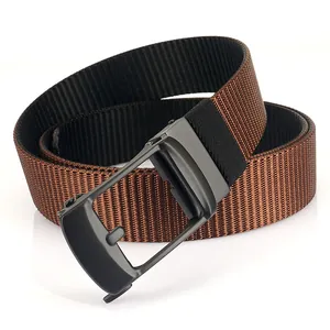 Men's outdoor nylon woven belt with a high-quality matte metal automatic buckle