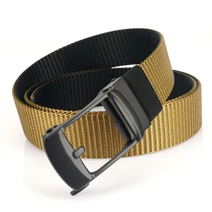 Double-sided nylon tactical belt with black matte automatic buckle for men