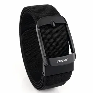 Cintura sportiva da uomo in nylon con fibbia automatica nera opaca e trama intrecciata