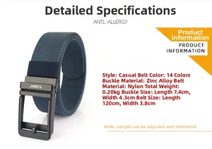 Detail of durable nylon belt webbing and black zinc alloy buckle with TUSHI logo