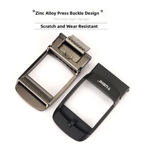 Macro shot of two scratch-resistant zinc alloy press buckles with brushed metal finish