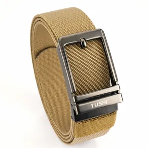 Cintura uomo in nylon intrecciato kaki con fibbia in metallo, stile casual elasticizzata