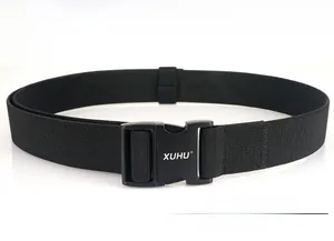 Detailed close-up of the tactical nylon belt showing the metal quick release buckle