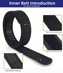 Detail of tactical inner belt showing nylon velcro hooks and reinforced edging