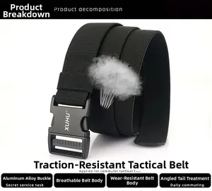 Close-up of tactical nylon belt showing breathable weave texture and alloy buckle
