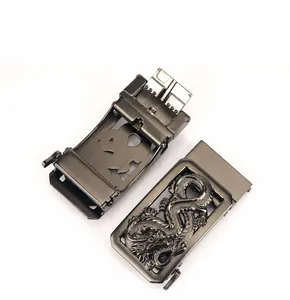 Boucle de ceinture automatique en alliage de zinc avec relief de dragon anti-rayures
