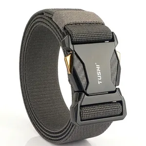 Cintura Tattica da Uomo in Nylon a Sgancio Rapido Cinturino Elastico Intrecciato Stile Militare Outdoor Fibbia in Lega di Zinco per Pantaloni da Lavoro