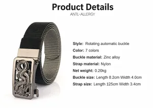 Détail de boucle en alliage de zinc avec relief de dragon sur ceinture en nylon