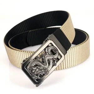 Ceinture homme réversible en nylon avec boucle en alliage de zinc et motif dragon