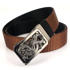 Ceinture pour homme en nylon avec boucle en alliage de zinc et motifs de dragon