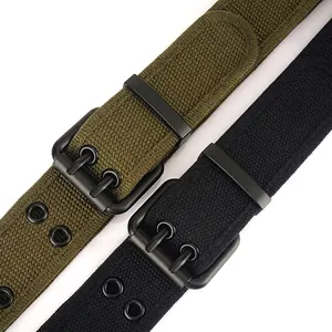 Ceinture Tactique Unisexe en Toile Boucle Double Ardillon en Alliage de Zinc Taille Décontractée avec Oeillets Double Rangée Hommes Femmes
