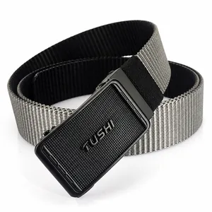 Ceinture Tactique en Toile de Nylon pour Hommes Avec Boucle Automatique Rotative en Alliage de Zinc Décontractée Double Face Respirante Réglable