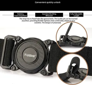 Tactical nylon belt with TUSHI metal quick-release buckle and micro-adjustable design