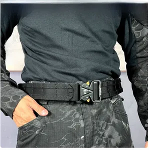 Tactical nylon belt with heavy-duty quick-release metal buckle and velcro adjustment