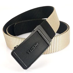 Ceinture tactique homme en toile nylon avec boucle automatique bicolore kaki et noir