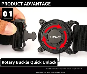 Close-up of zinc alloy tactical belt buckle with quick-release carbon fiber texture