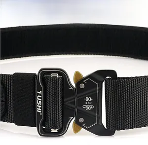 Close-up of tactical nylon belt with 5KN heavy-duty metal quick-release buckle