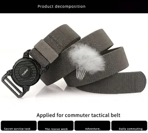 Detail view of durable nylon tactical belt with zinc alloy quick-release buckle