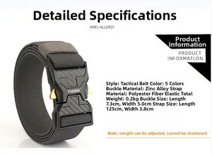 Detailed specifications of nylon tactical belt with zinc alloy quick release buckle