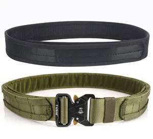 Tactical belt set with heavy-duty nylon webbing and black quick-release metal buckle