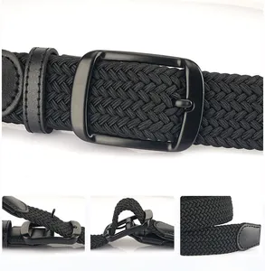 Detail of ergonomic curved buckle and durable black elastic woven belt craftsmanship