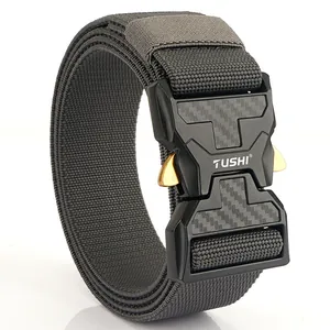 Men's heavy duty tactical nylon belt with quick release buckle in dark grey color