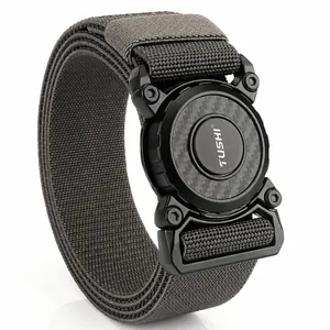 Men Tactical Nylon Belt Quick Release Zinc Alloy Buckle Outdoor Training Elastic Waist Belt Casual Work Pant Belt