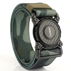 Men Tactical Nylon Belt Quick Release Zinc Alloy Buckle Outdoor Training Elastic Waist Belt Casual Work Pant Belt