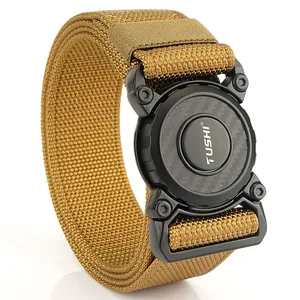 Men's tactical nylon belt with quick release buckle in wolf brown for outdoor training