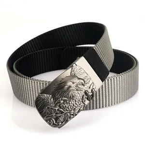 Ceinture tressée en nylon avec boucle d'aigle, sangle tactique grise et noire