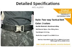 Tactical belt specifications with dual-layer nylon system and aluminum alloy buckle