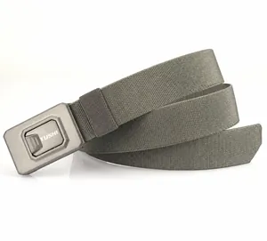 Close-up of tactical nylon elastic belt with heavy duty quick-release aluminum buckle