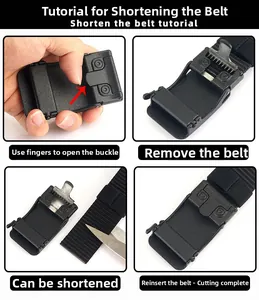 Tutoriel détaillé montrant comment raccourcir la sangle en nylon avec la boucle