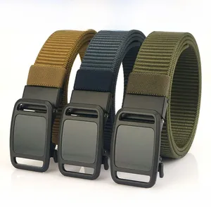 Three colors of durable nylon belts with matte alloy automatic buckles for men