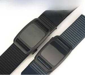Detailed macro view of nylon tactical belts with pearl weave texture and matte alloy buckle