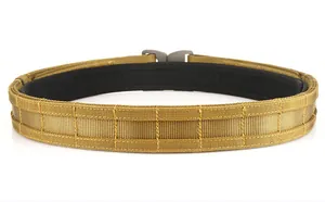 Detail of military tactical MOLLE outer belt with quick release aluminum alloy buckle
