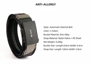Détail de la ceinture tactique en nylon avec boucle automatique en alliage et motif camouflage