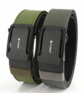 Cinturones tácticos de nailon de doble capa verde y gris con soportes PE internos