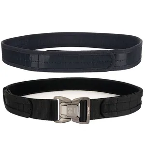 Heavy Duty Tactical Molle Belt For Men Quick Release Aluminum Alloy Buckle Double Layer Nylon Outdoor Combat Belt