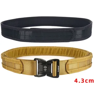 Tactical nylon utility belt set with 4.3cm quick release aluminum buckle in khaki and black
