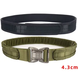Tactical MOLLE belt set with 4.3cm quick release alloy buckle in military green nylon
