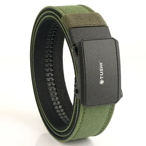 Legergroene nylon tactische riem met matzwarte automatische gesp voor buitentraining