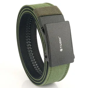 Ceinture tactique en nylon vert militaire avec boucle automatique noire mate robuste